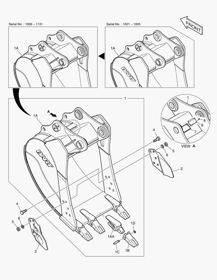 6980 BUCKET ASS`Y - 0.73mВі(36`) - SIDE PIN
