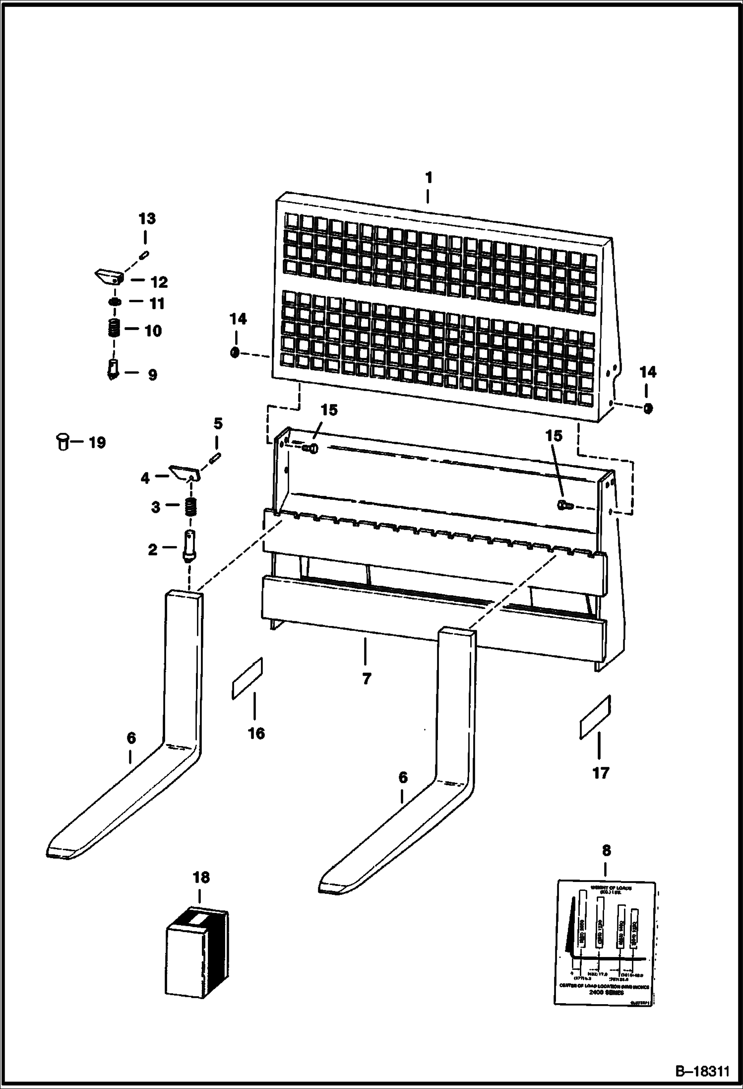 ВИЛОЧНЫЙ ЗАХВАТ ДЛЯ ПОДДОНОВ (ИСПОЛЬЗУЕТСЯ НА 2400 СЕРИИ)