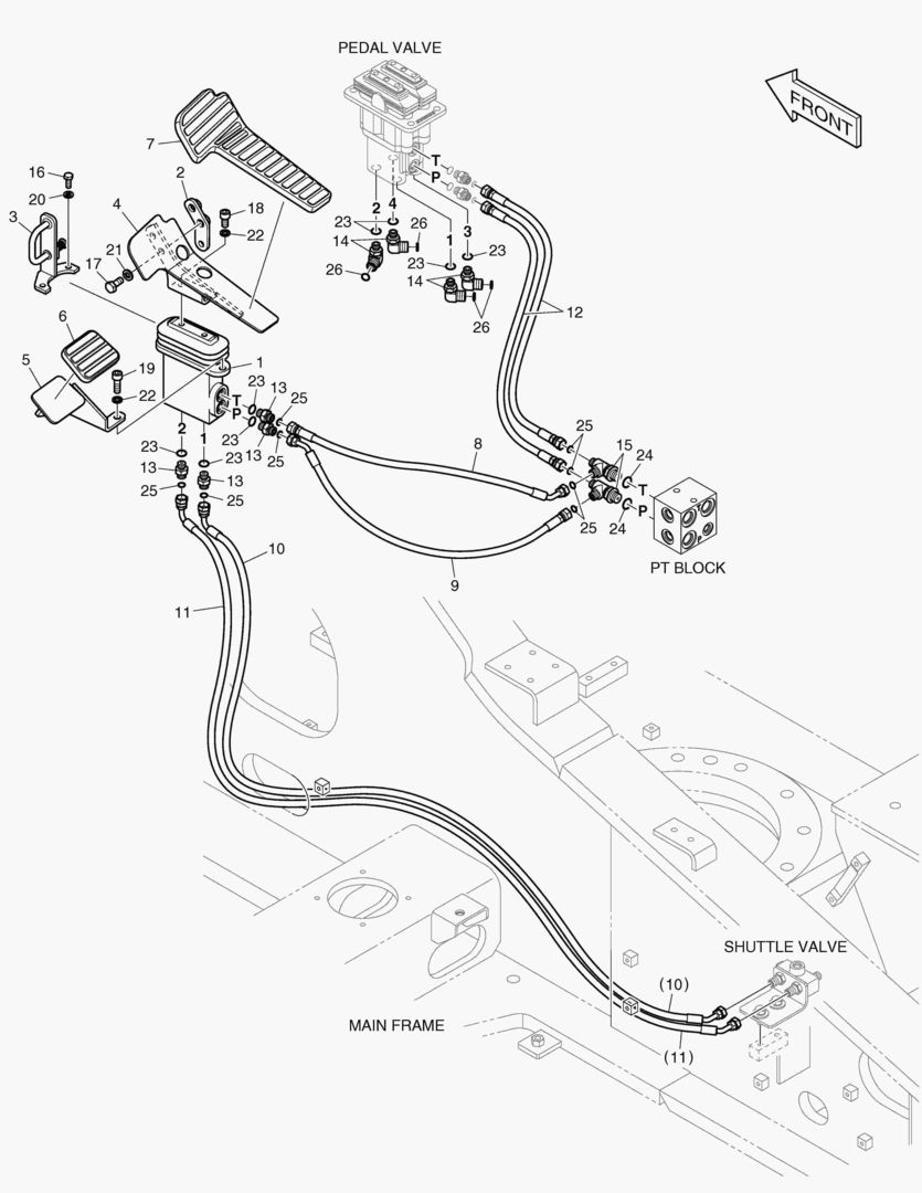 ТРУБОПРОВОД СЕРВОУПРАВЛЕНИЯ(2) - ШАРНИРНАЯ СТРЕЛА