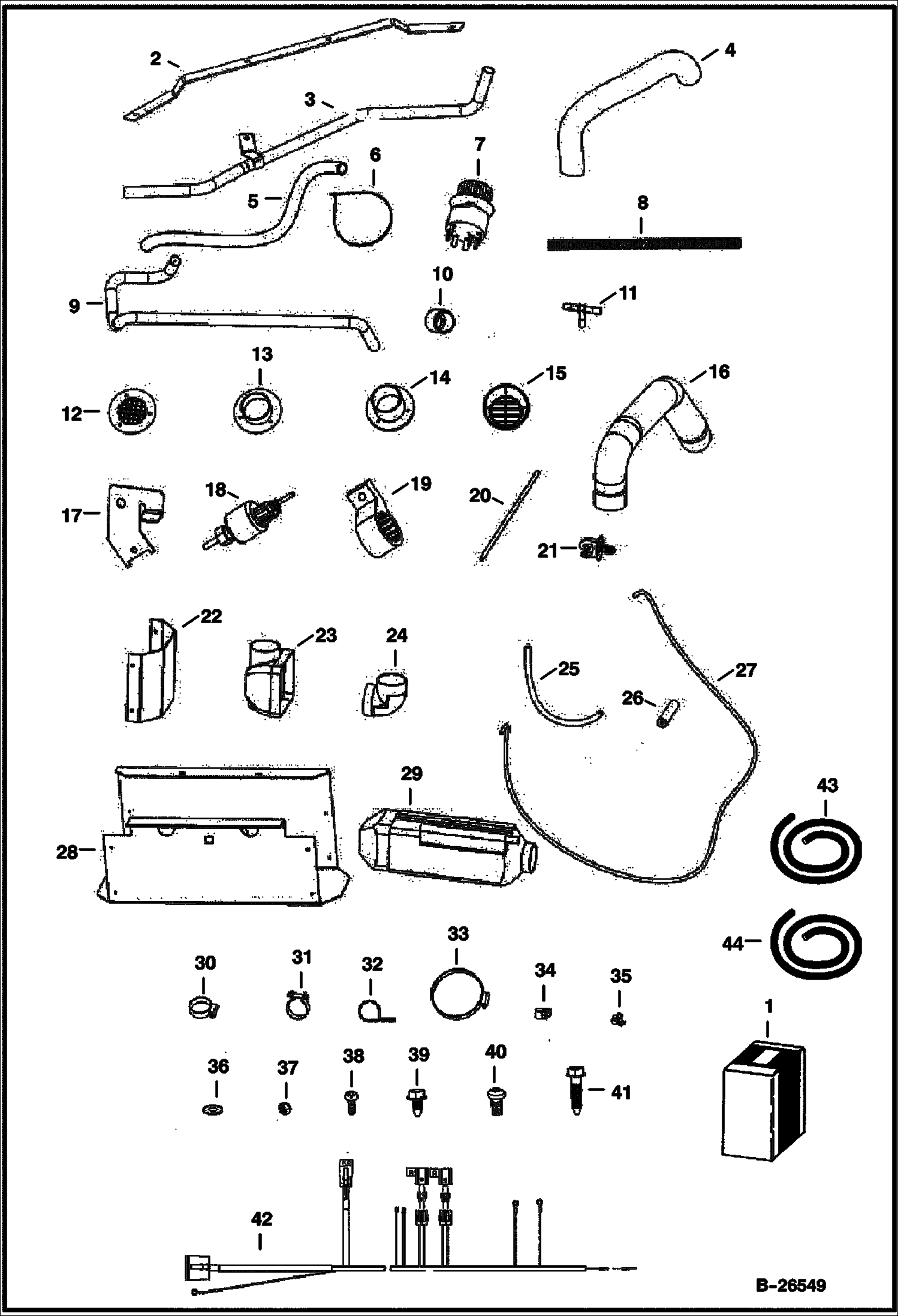 КОМПЛЕКТ ОБОГРЕВАТЕЛЯ КАБИНЫ (ГАЗОВЫЙ ДВИГАТЕЛЬ)