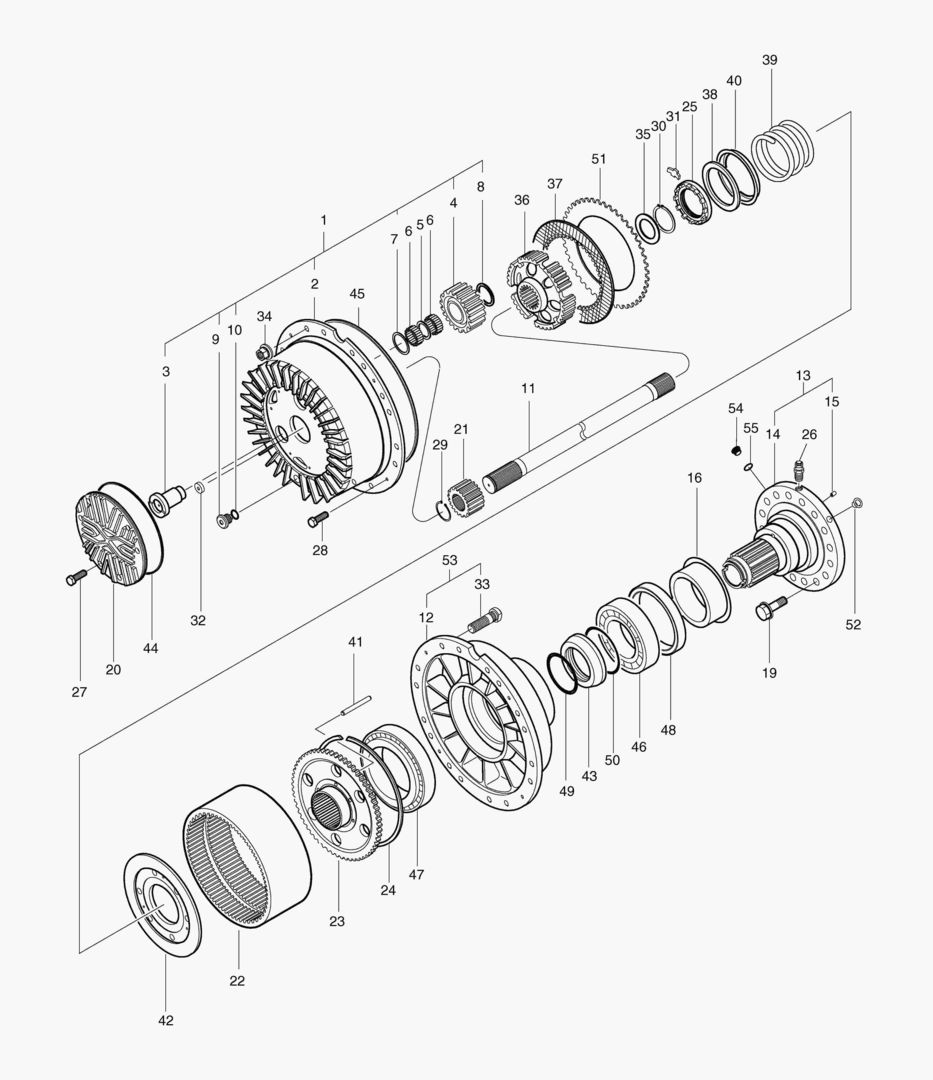 Схема ПЕРЕДНЯЯ ПЛАНЕТАРНАЯ ПЕРЕДАЧА-САМАЯ МАКСИМАЛЬНАЯ ГУСЕНИЦА