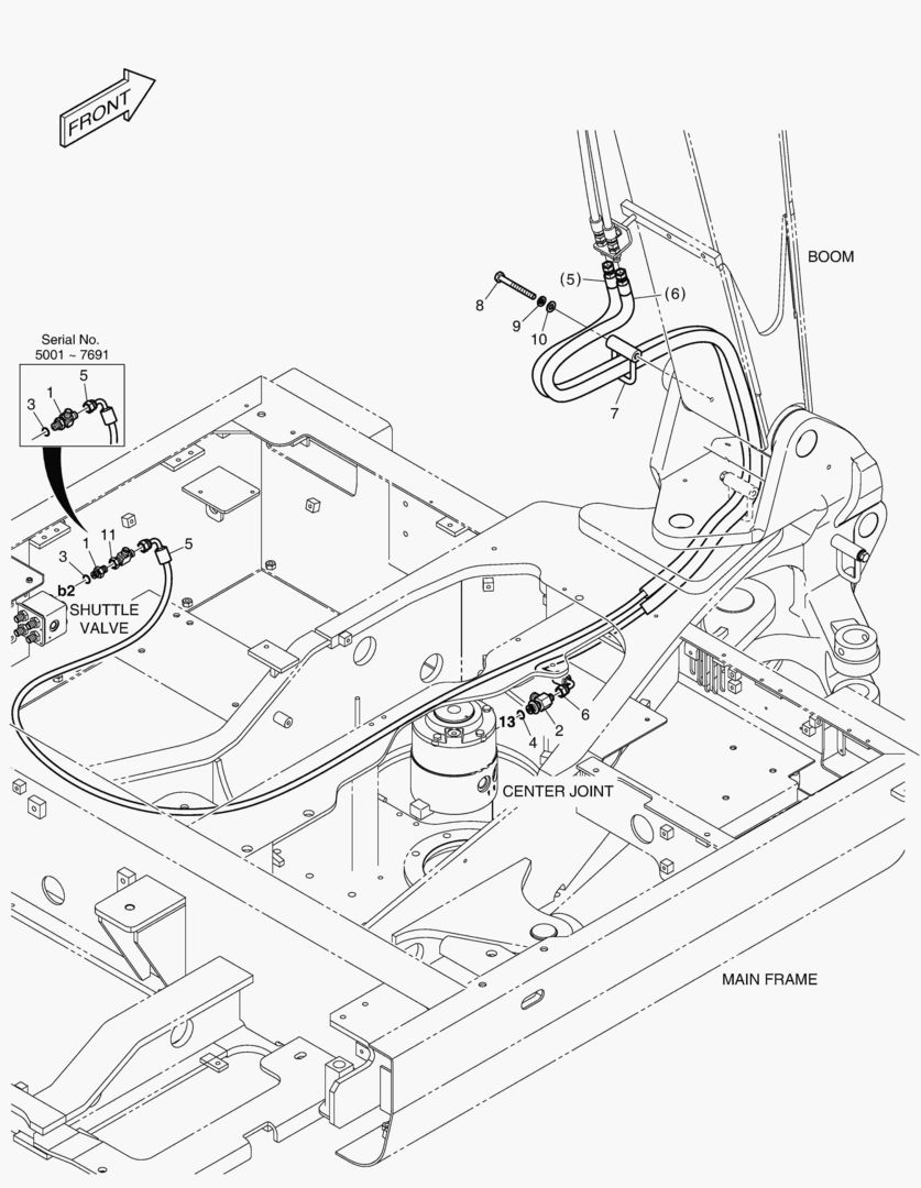 6183 PILOT PIPING - ARM LOCK VALVE(BOOM SWING)