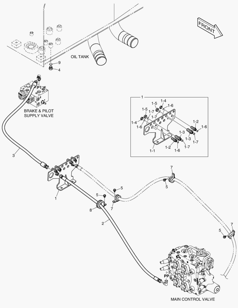ТРУБОПРОВОД СЕРВОУПРАВЛЕНИЯ - 2 КАТУШКИ(ЭЛЕКТРИКА)
