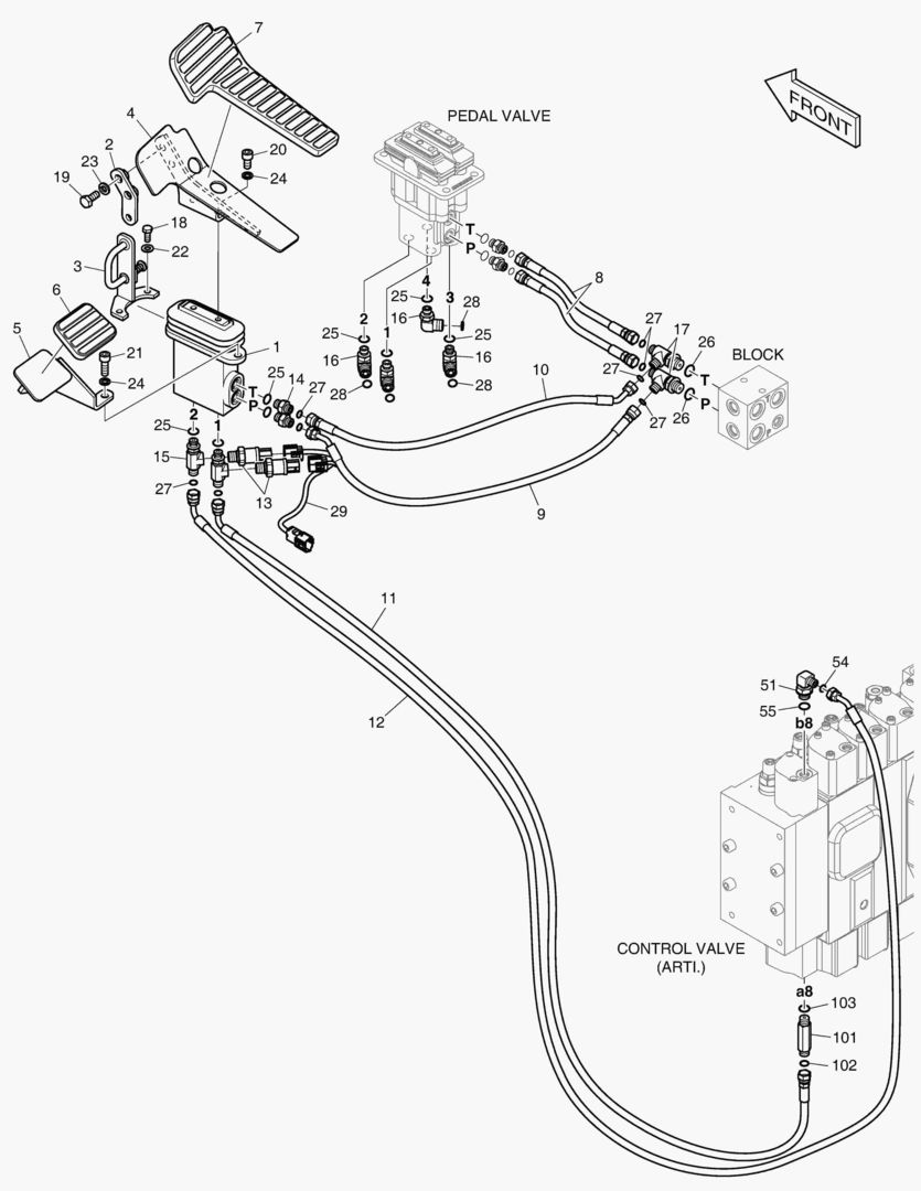 ТРУБОПРОВОД СЕРВОУПРАВЛЕНИЯ - ШАРНИРНАЯ СТРЕЛА