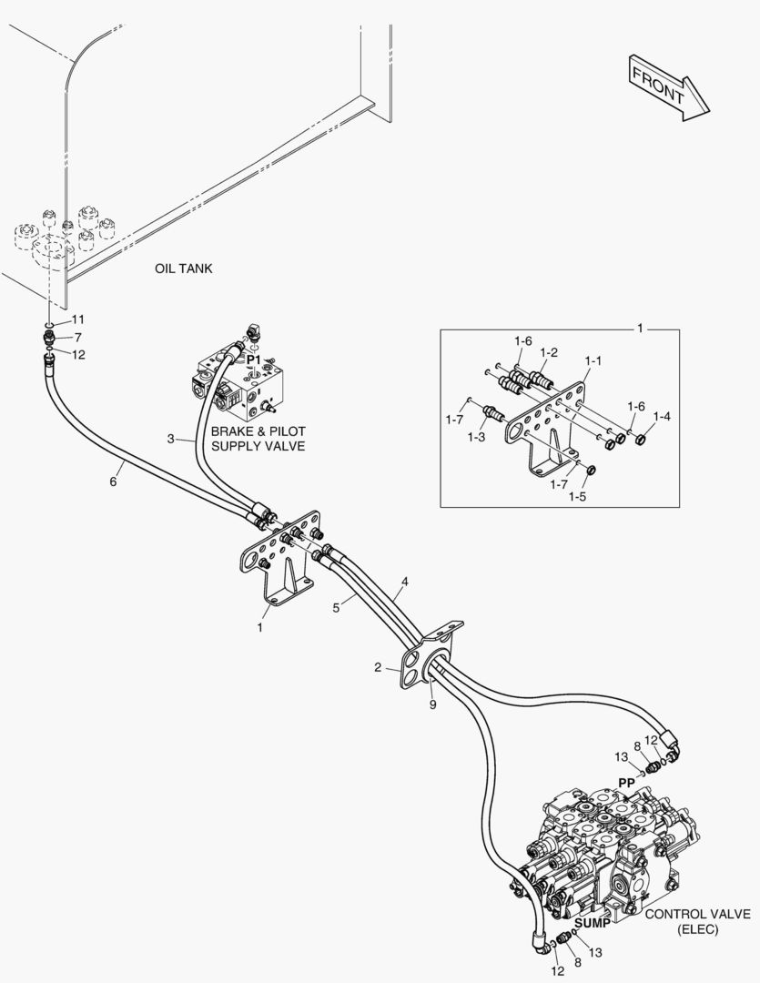 ТРУБОПРОВОД СЕРВОУПРАВЛЕНИЯ - 3 КАТУШКИ(ЭЛЕКТРИКА)