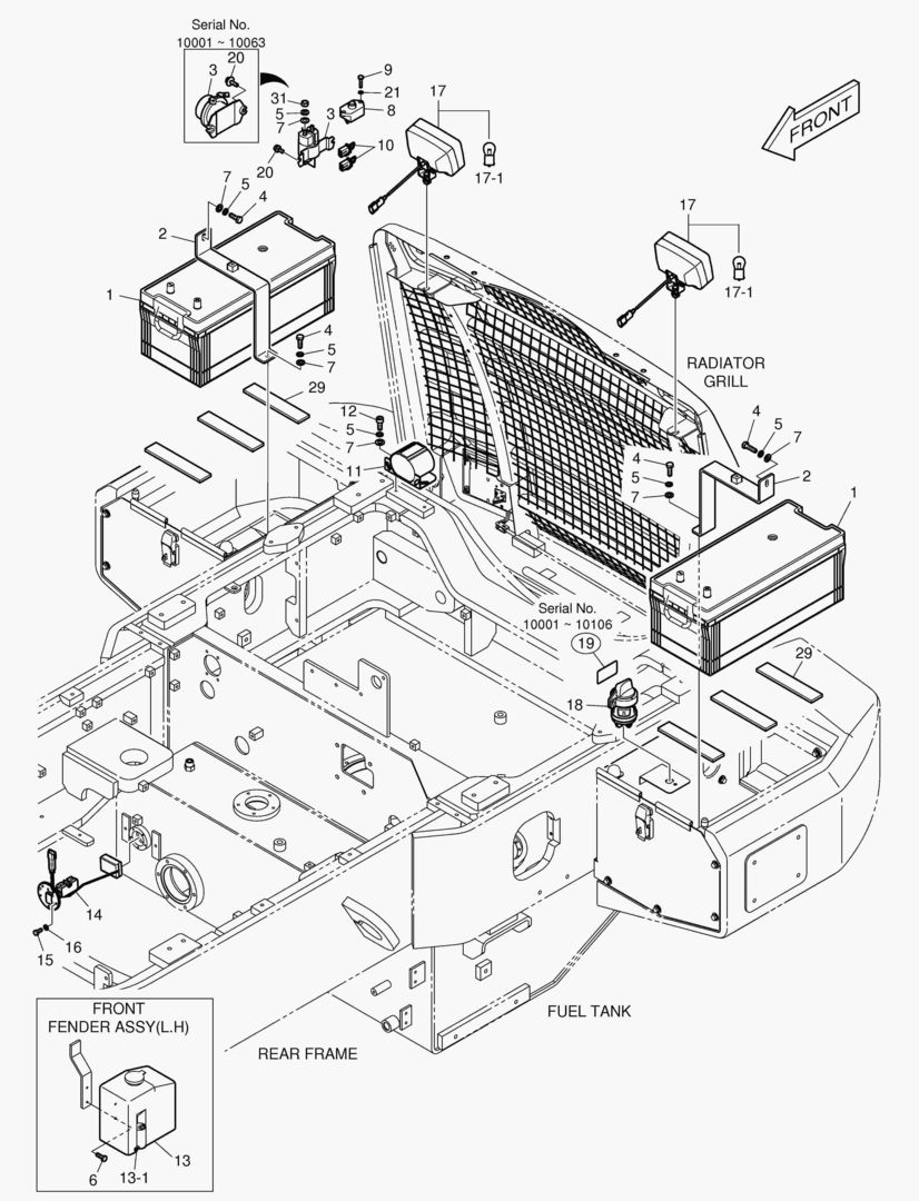1630 ELECTRIC PARTS - BATTERY & REAR LAMP