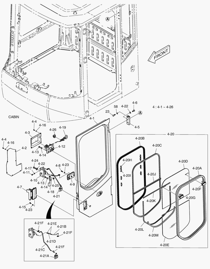 КАБИНА(3) - ДВЕРЬ В СБОРЕ(ЛЕВОСТОРОННИЙ)