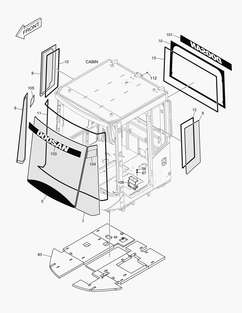 Схема 6010 CABIN(6) - GLASS(WITHOUT ROOF)