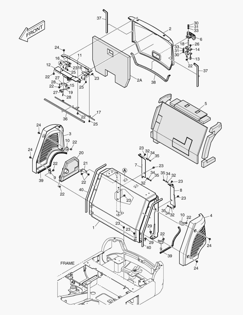 Схема КРЫШКА ДВИГАТЕЛЯ - КАБИНА