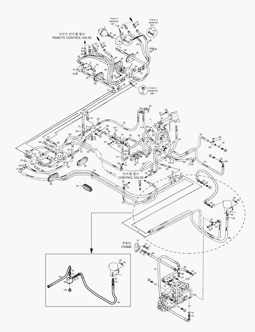 1240 PILOT PIPING(3)-FOR K3V PUMP [502~]