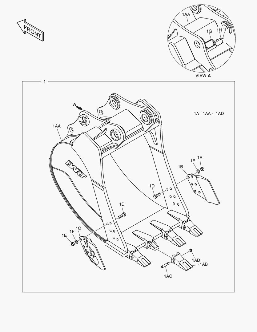 6691 BUCKET ASS`Y - 1.07mВі(42`) - SIDE PIN [7252~7801]
