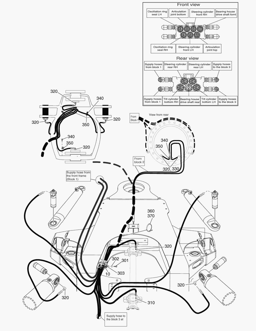 G490-60 CENTRAL LUBRICATION, MOUNTING PARTS REAR FRAME