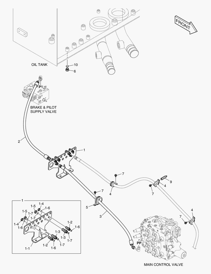 ТРУБОПРОВОД СЕРВОУПРАВЛЕНИЯ - 2 КАТУШКИ(ЭЛЕКТРИКА)