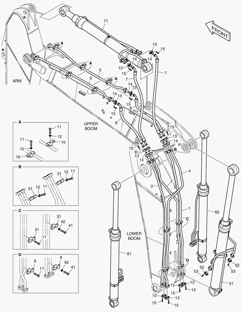 ТРУБОПРОВОД СТРЕЛЫ С ИЗМЕНЯЕМОЙ ГЕОМЕТРИЕЙ