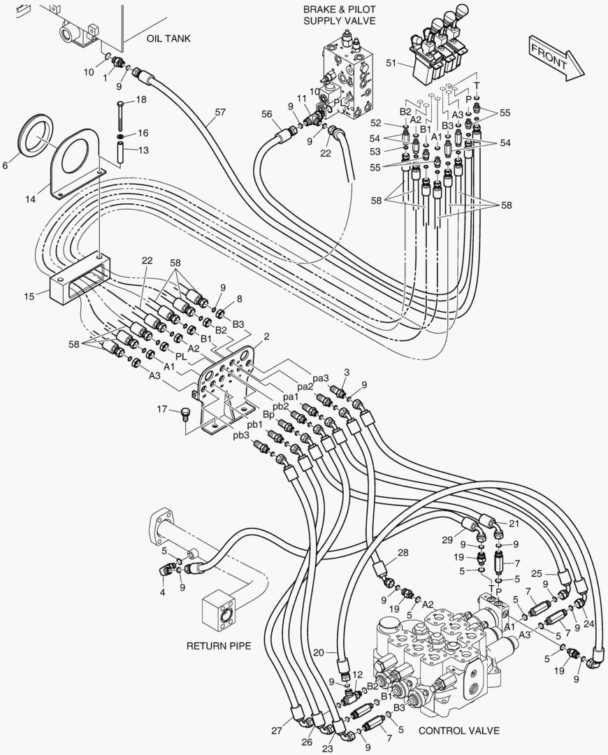 ТРУБОПРОВОД СЕРВОУПРАВЛЕНИЯ - ПАЛЕЦ + 3 КАТУШКИ(P ТИП)
