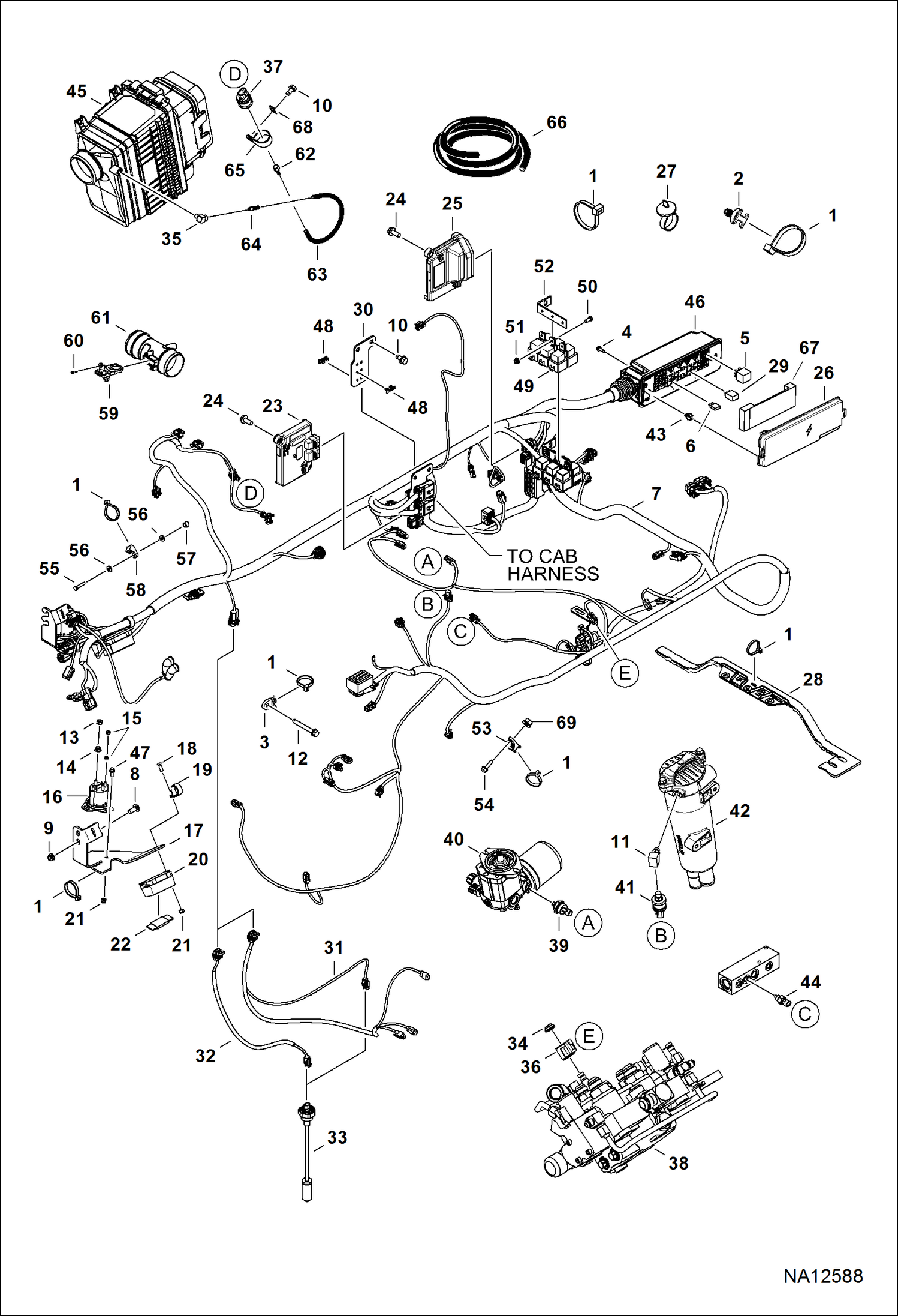 Схема ЭЛЕКТРОСХЕМА ДВИГАТЕЛЯ (ГЛАВНЫЙ ЖГУТ ПРОВОДОВ РАМЫ И ДАТЧИКИ ФИЛЬТРА)