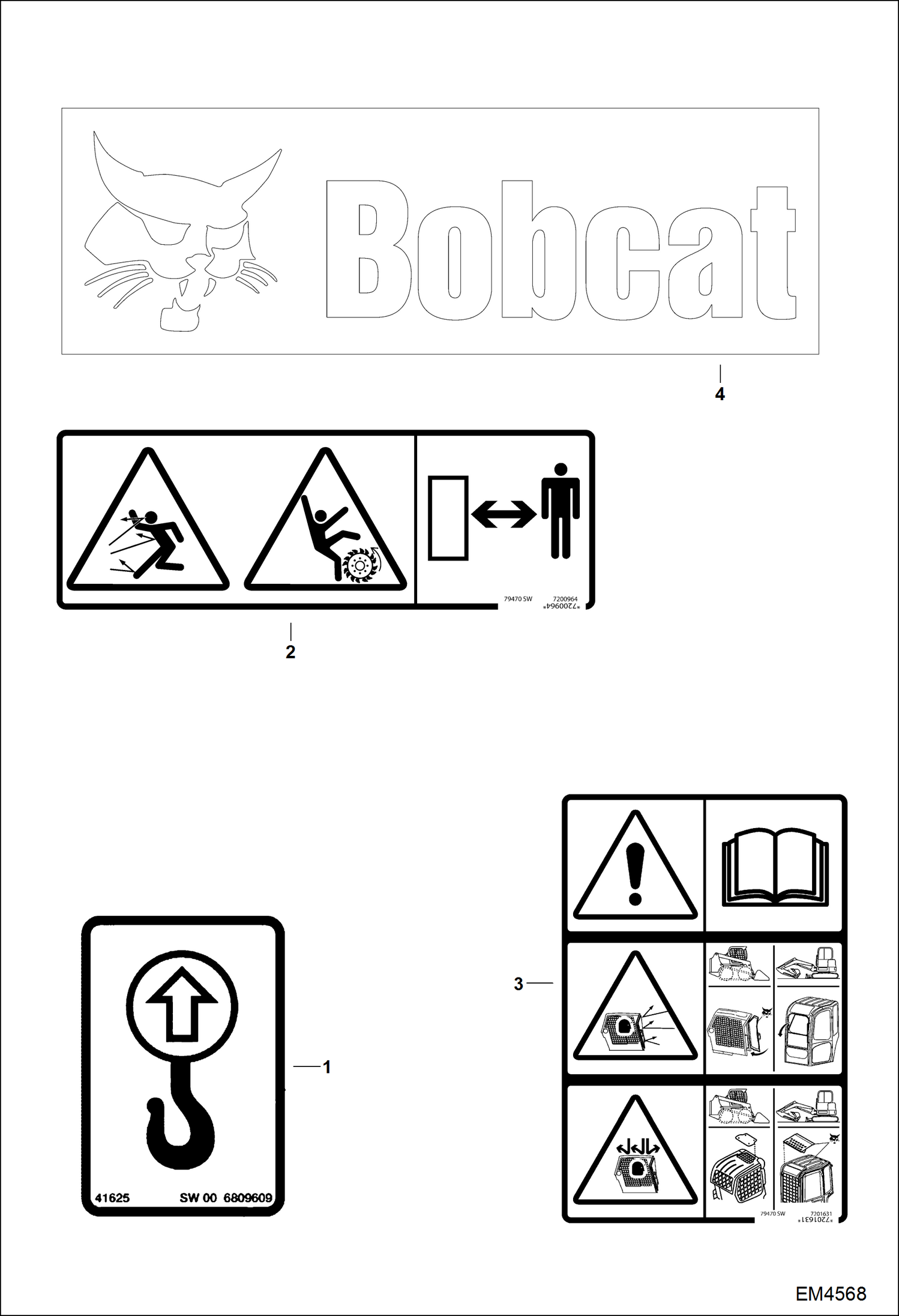 РОТОРНЫЕ ФРЕЗЫ (ПРЕДУПРЕЖДАЮЩИЕ ТАБЛИЧКИ) (СЕРИЙНЫЙ НОМЕР AS9V00101 И ВЫШЕ)