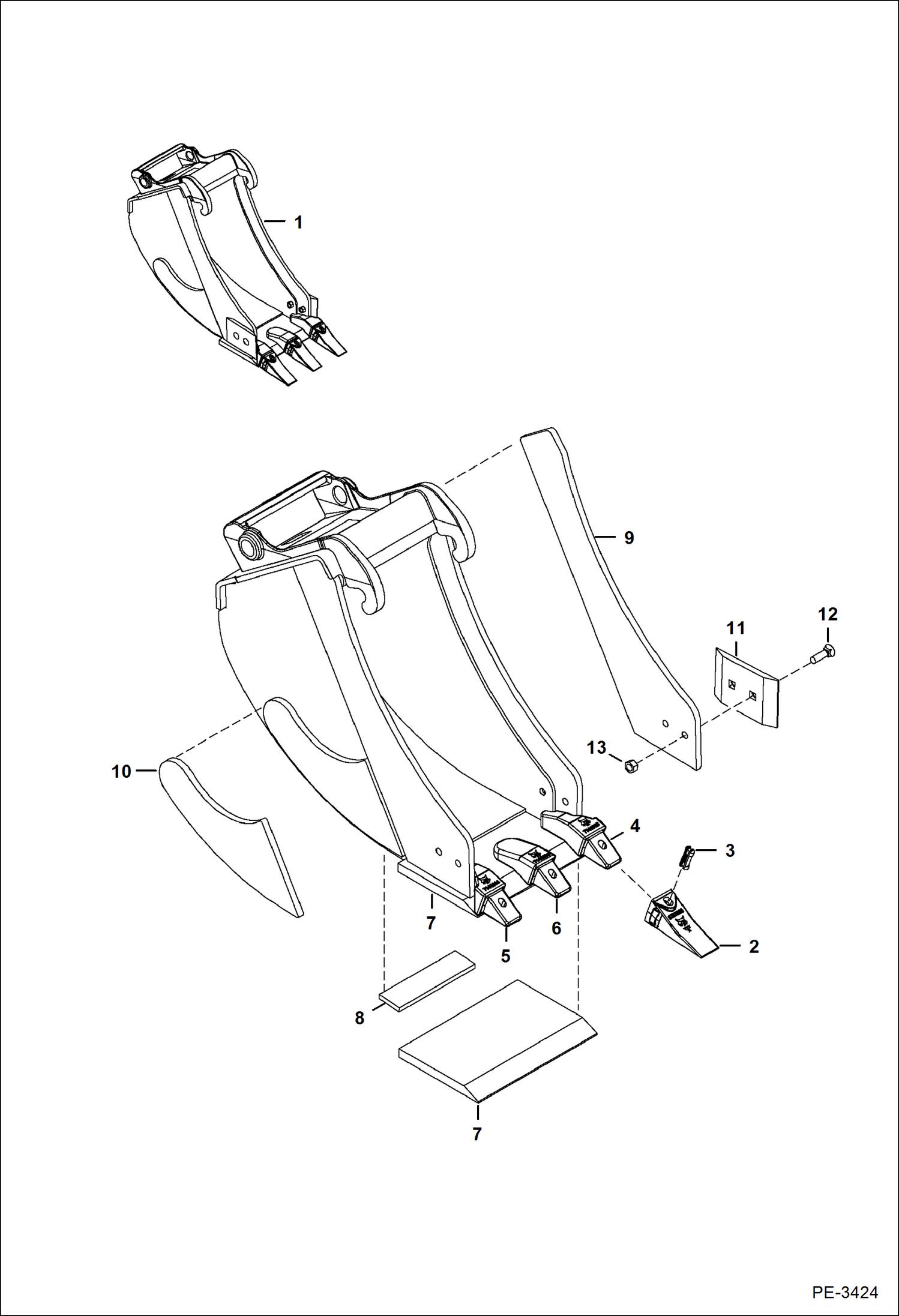 КОВШ (СМЕННЫЙ) (12-- ПРЕДНАЗНАЧЕННЫЙ ДЛЯ ТЯЖЕЛЫХ УСЛОВИЙ ЭКСПЛУАТАЦИИ) (337)