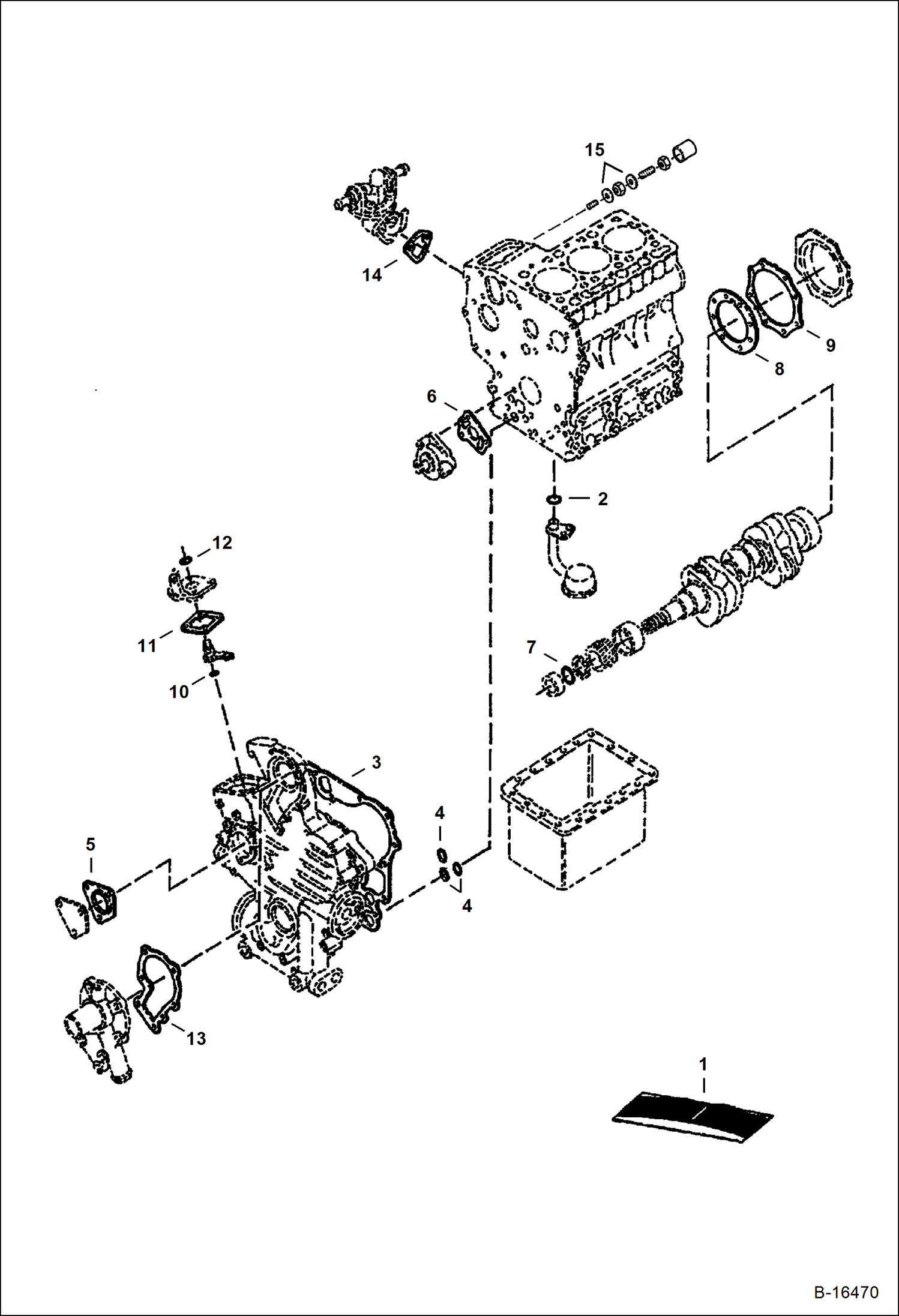 Схема КОМПЛЕКТ НИЖНИХ ПРОКЛАДОК (KUBOTA D722)