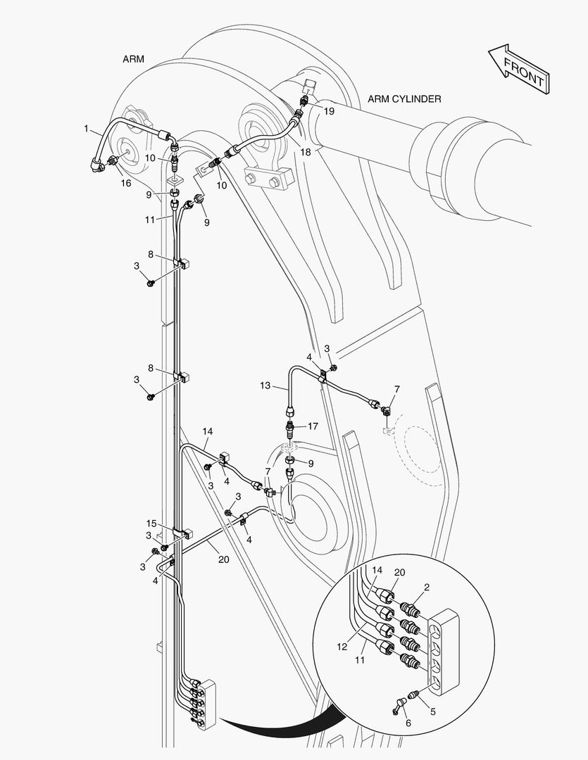 Схема ТРУБОПРОВОД СМАЗОЧНОЙ СИСТЕМЫ - РУКОЯТЬ 2.4 м