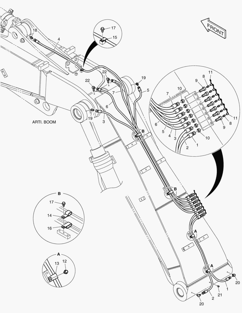 ТРУБОПРОВОД СМАЗОЧНОЙ СИСТЕМЫ - ШАРНИРНАЯ СТРЕЛА
