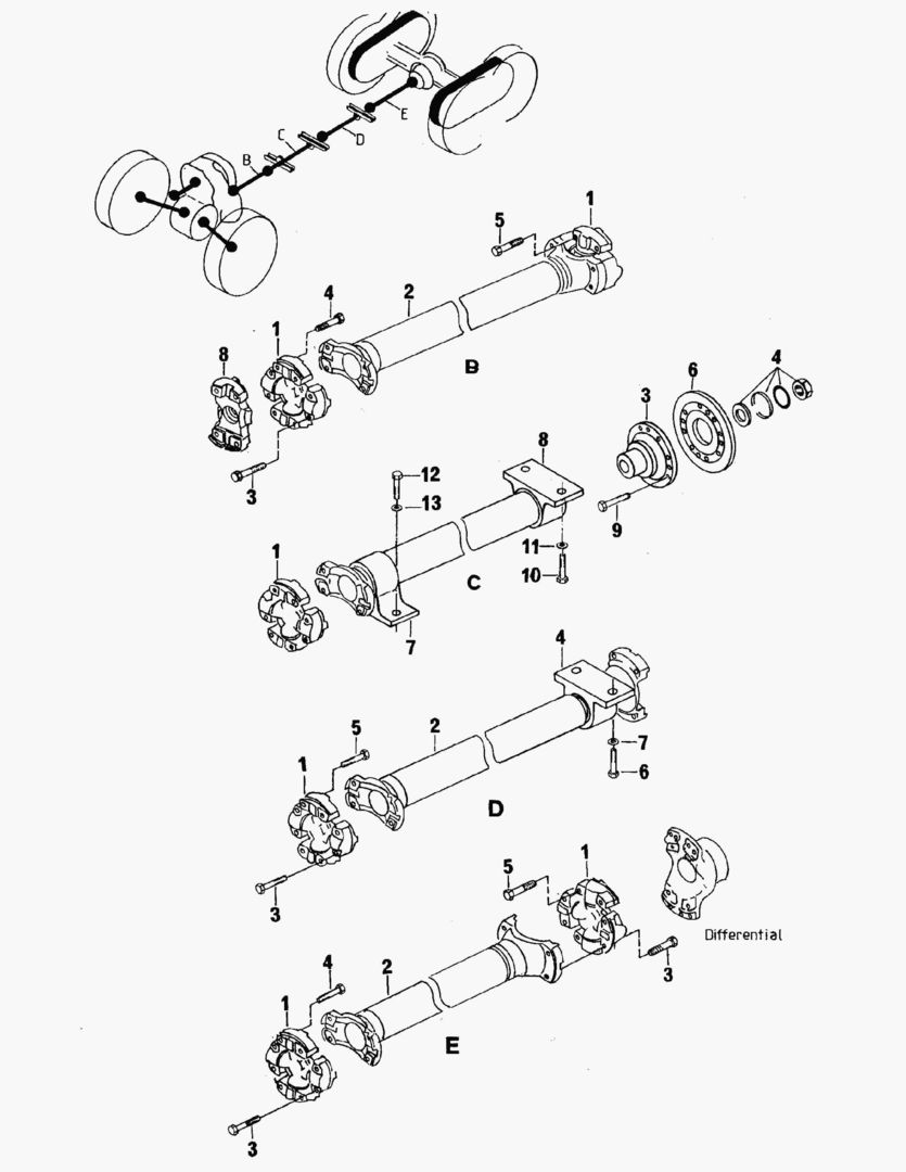 G035-3 INTERMEDIATE SHAFTS; REAR WAGON