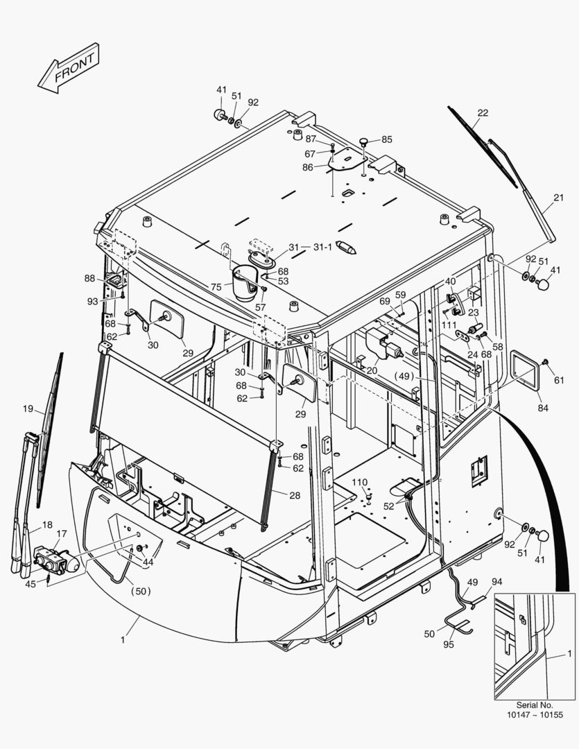 КАБИНА(1) - КОРПУС(БЕЗ КРЫШИ)