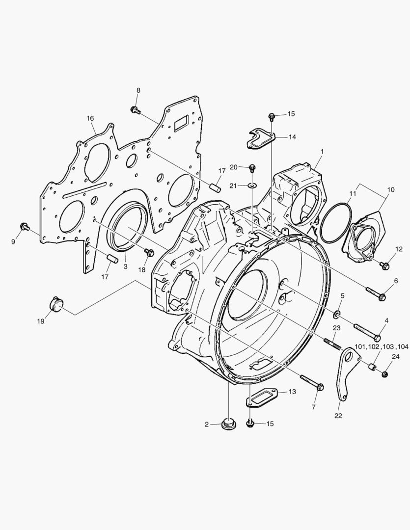 Схема 006 FLYWHEEL HOUSING,TIMING GEAR PLATE