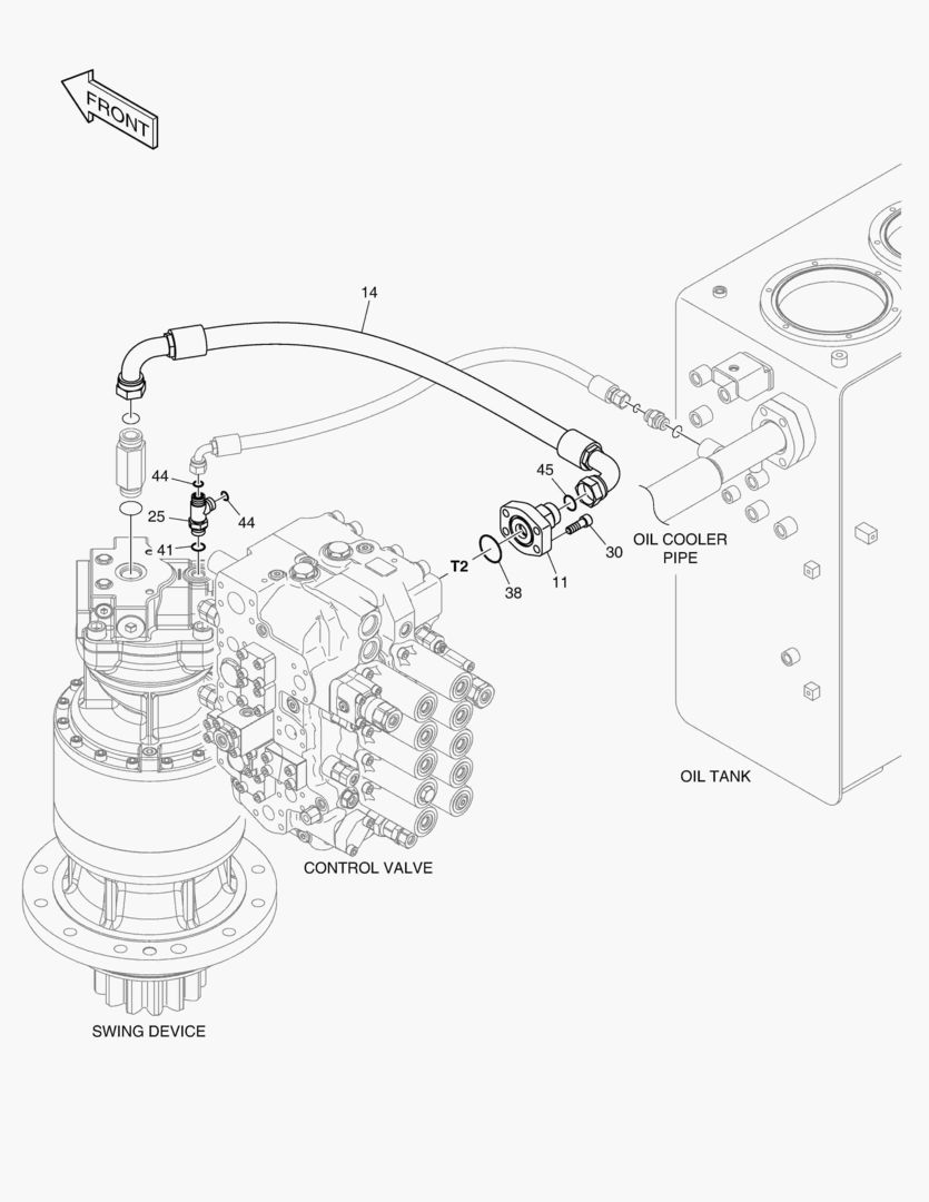 Схема 1280 OIL COOLER PIPING(3) - SWING DEVICE
