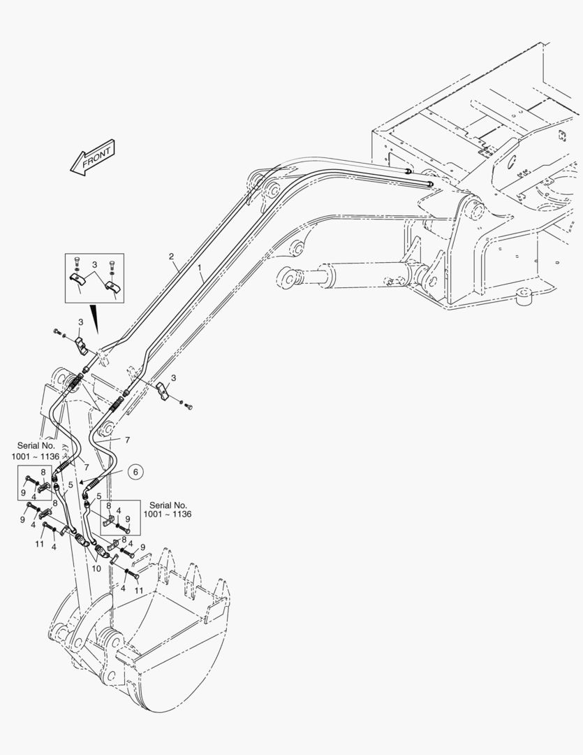 ПЕРЕДНИЙ ТРУБОПРОВОД-ГИДРОМОЛОТ