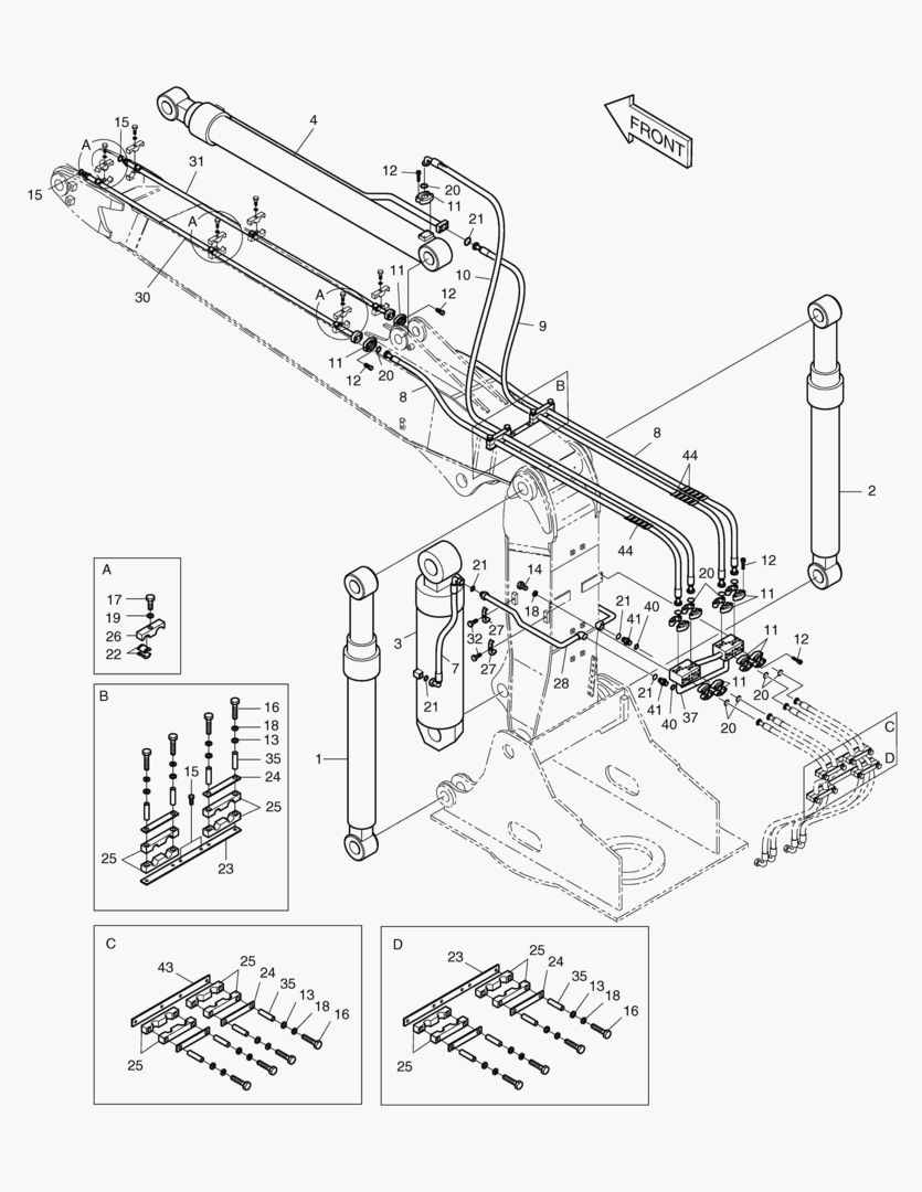 ПЕРЕДНИЙ ТРУБОПРОВОД-СТРЕЛА С ИЗМЕНЯЕМОЙ ГЕОМЕТРИЕЙ