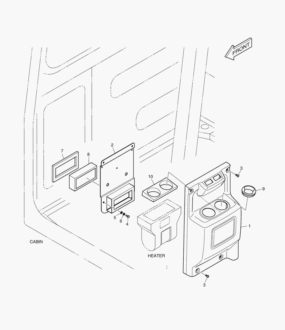 Схема КРЫШКА ОБОГРЕВАТЕЛЯ В СБОРЕ - КАБИНА