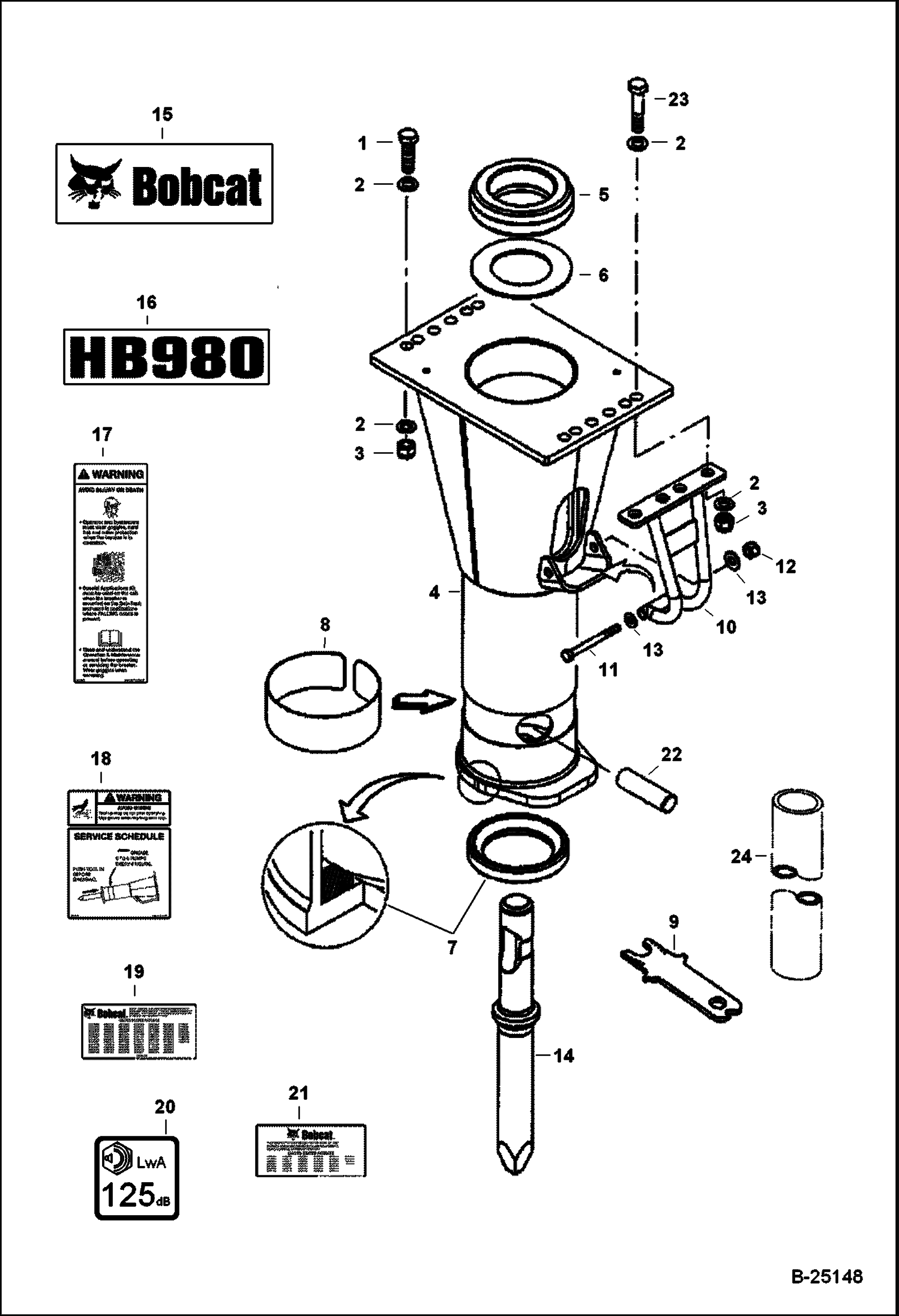 ГИДРОМОЛОТ (РАМА ШАССИ И КРЕПЕЖНЫЕ ДЕТАЛИ) (HB980 A00Y00101 - 19999)