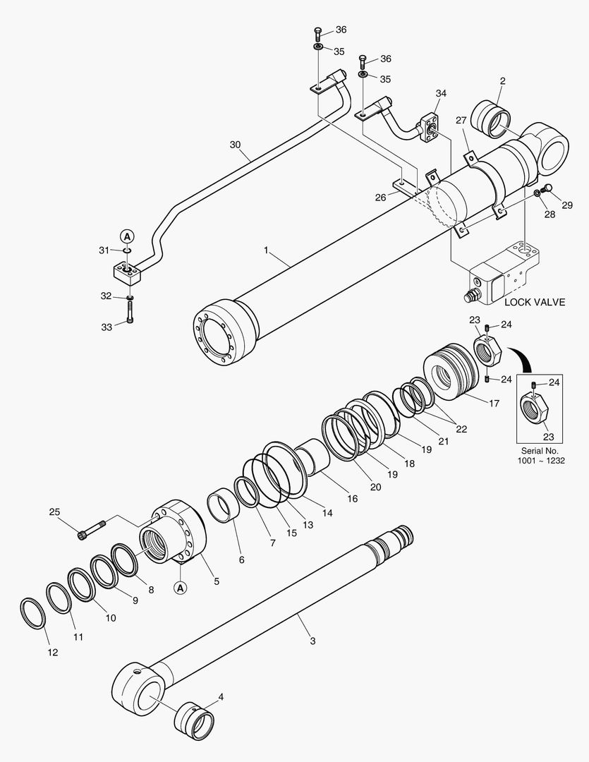 ЦИЛИНДР СТРЕЛЫ - ЛЕВОСТОРОННИЙ(ГИДРОЗАМОК)