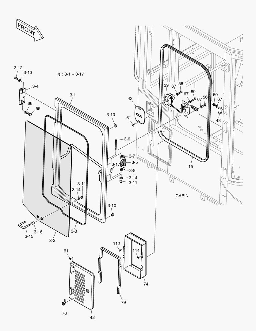 1450 CABIN(5) - DOOR ASS`Y(R.H)