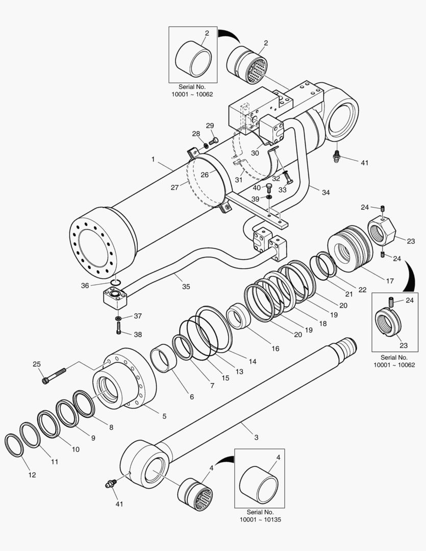 ЦИЛИНДР СТРЕЛЫ - ПРАВОСТОРОННИЙ(ГИДРОЗАМОК)