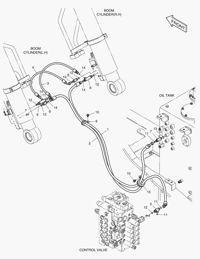 ТРУБОПРОВОД СЕРВОУПРАВЛЕНИЯ-ГИДРОЗАМОК СТРЕЛЫ