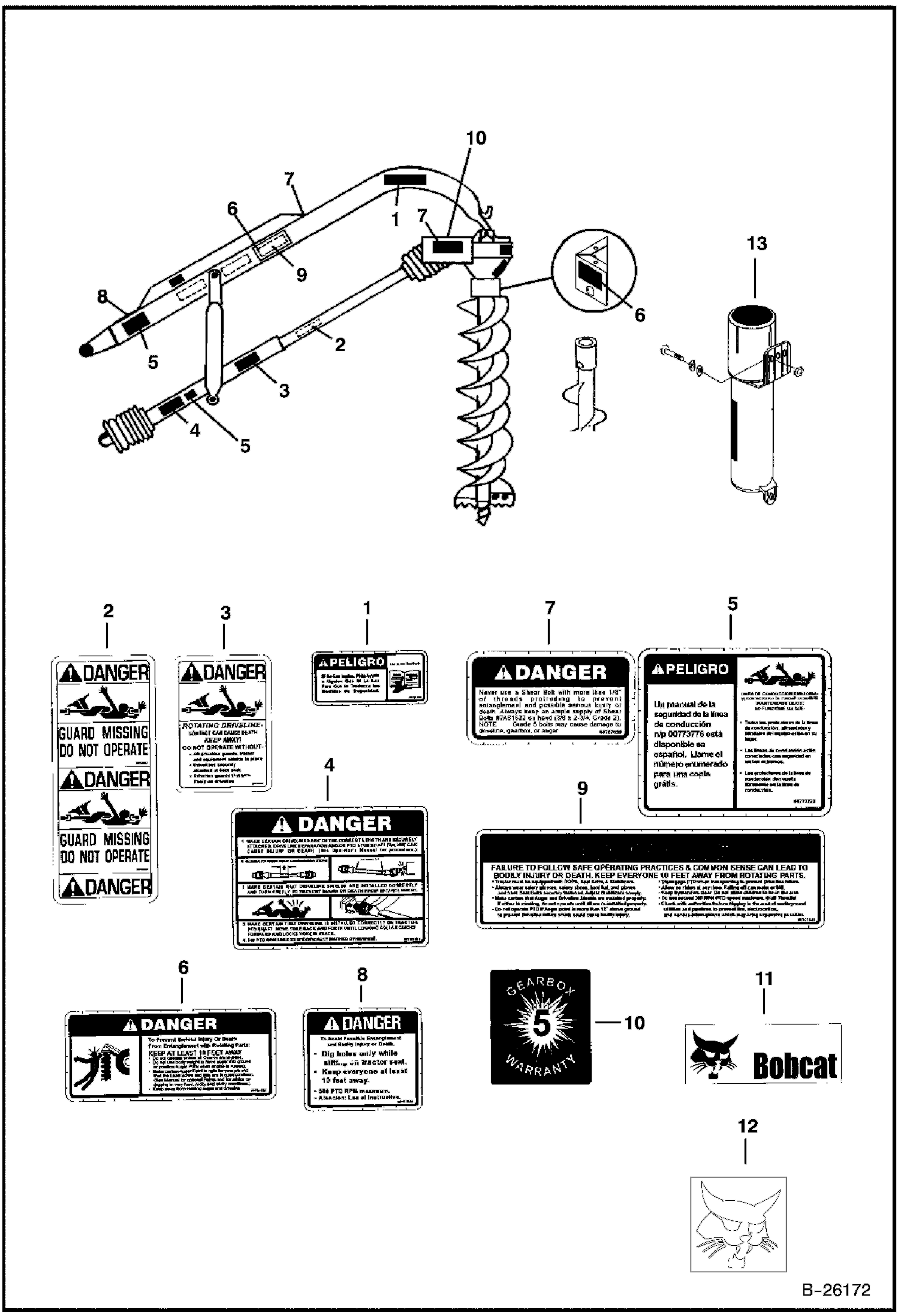 БУР ГИДРАВЛИЧЕСКИЙ (ПРЕДУПРЕЖДАЮЩИЕ ТАБЛИЧКИ) (3PTA A1G3)