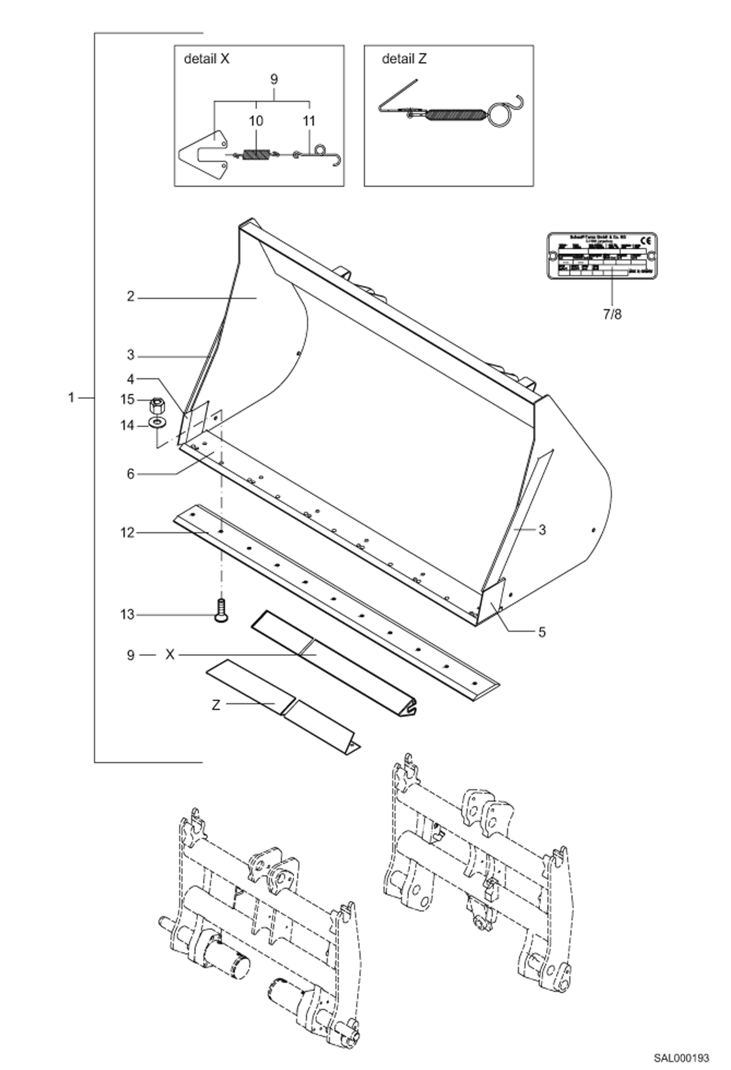 КОВШ ДЛЯ ЛЕГКИХ МАТЕРИАЛОВ 1700 ММ0,80CBM