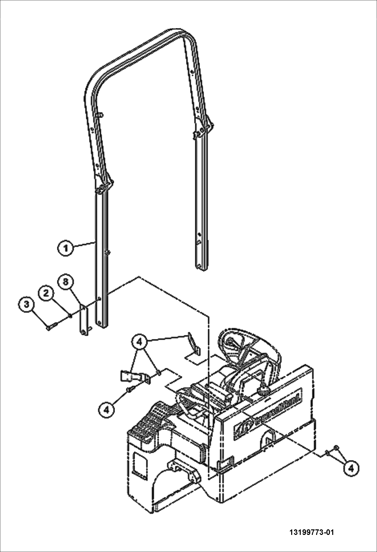 СКЛАДНЫЕ МЕХАНИЗМЫ СИСТЕМЫ ЗАЩИТЫ ПРИ ОПРОКИДЫВАНИИ (ROPS) (ОПЦИЯ)