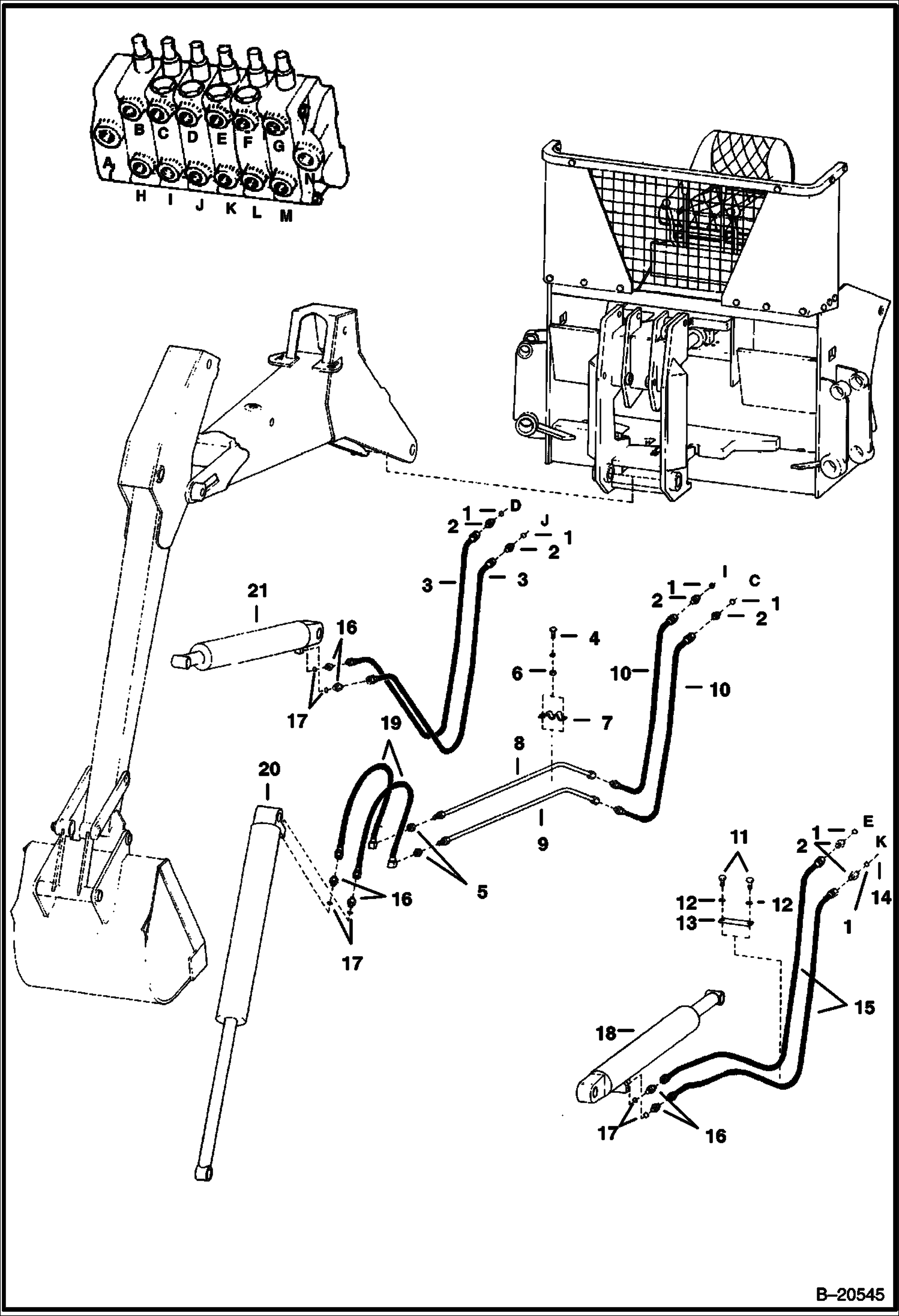 ЭКСКАВАТОР-ПОГРУЗЧИК (СХЕМА ГИДРАВЛИЧЕСКОЙ СИСТЕМЫ СТРЕЛЫ) (914A)
