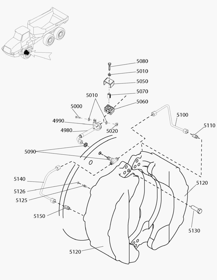 G190-62 BRAKE SYSTEM; FRONT AXLE (LEFT)