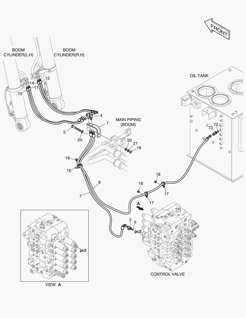 ТРУБОПРОВОД СЕРВОУПРАВЛЕНИЯ - ГИДРОЗАМОК СТРЕЛЫ