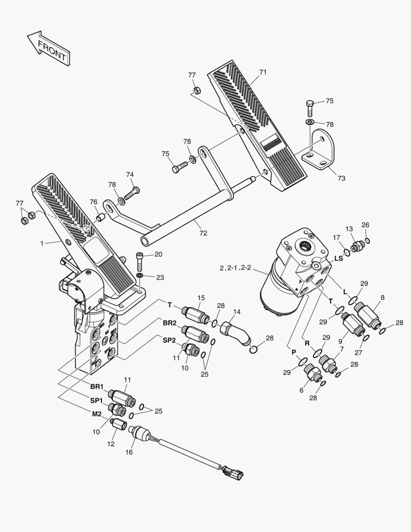 1220 BRAKE PEDAL VALVE & STEER UNIT
