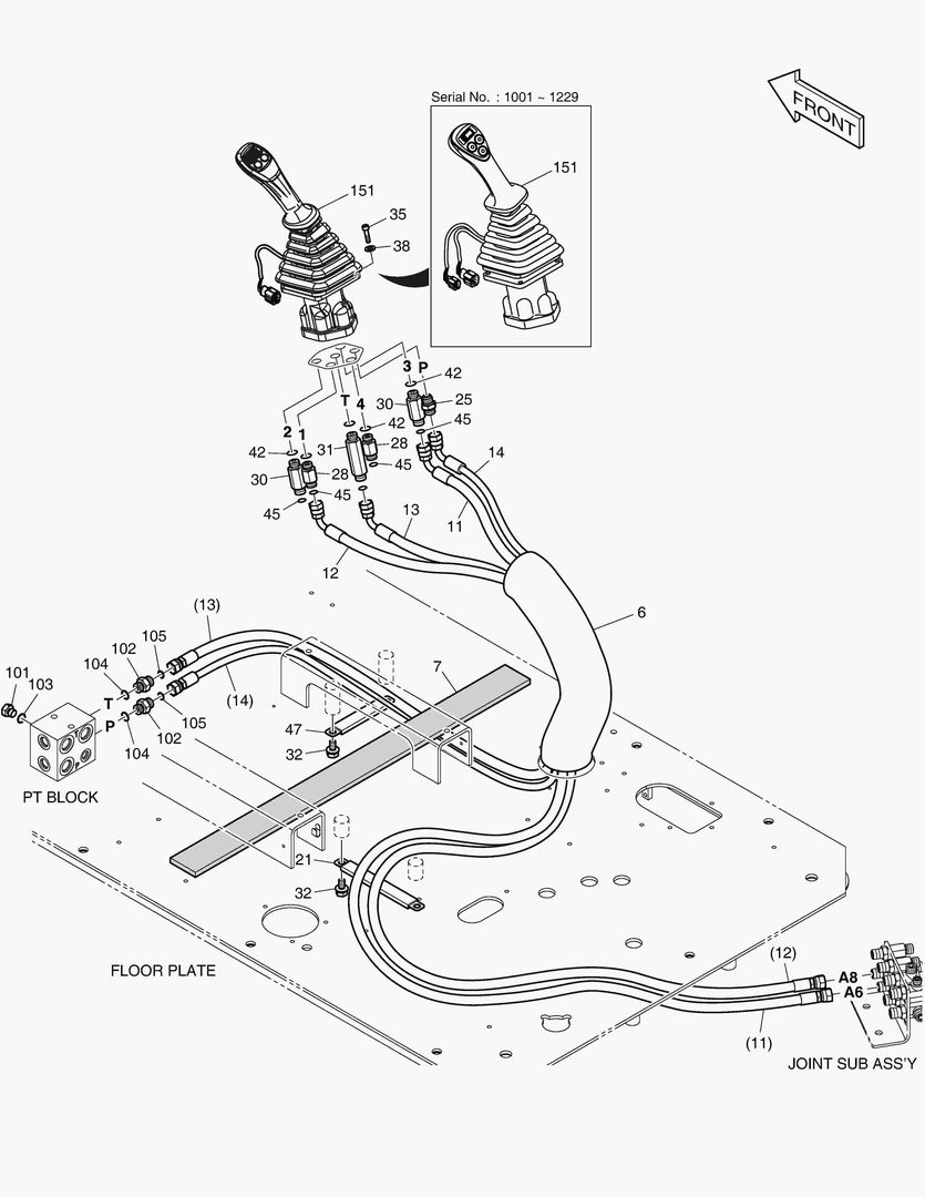 1410 PILOT PIPING(9) - JOYSTICK(R.H)