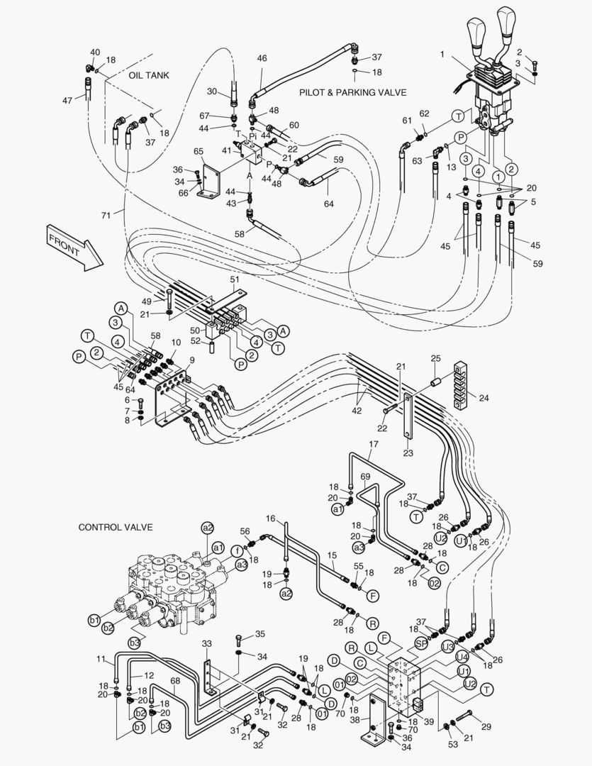 ТРУБОПРОВОД СЕРВОУПРАВЛЕНИЯ(2 РЫЧАГА-3 КАТУШКИ)-ОПЦИЯ