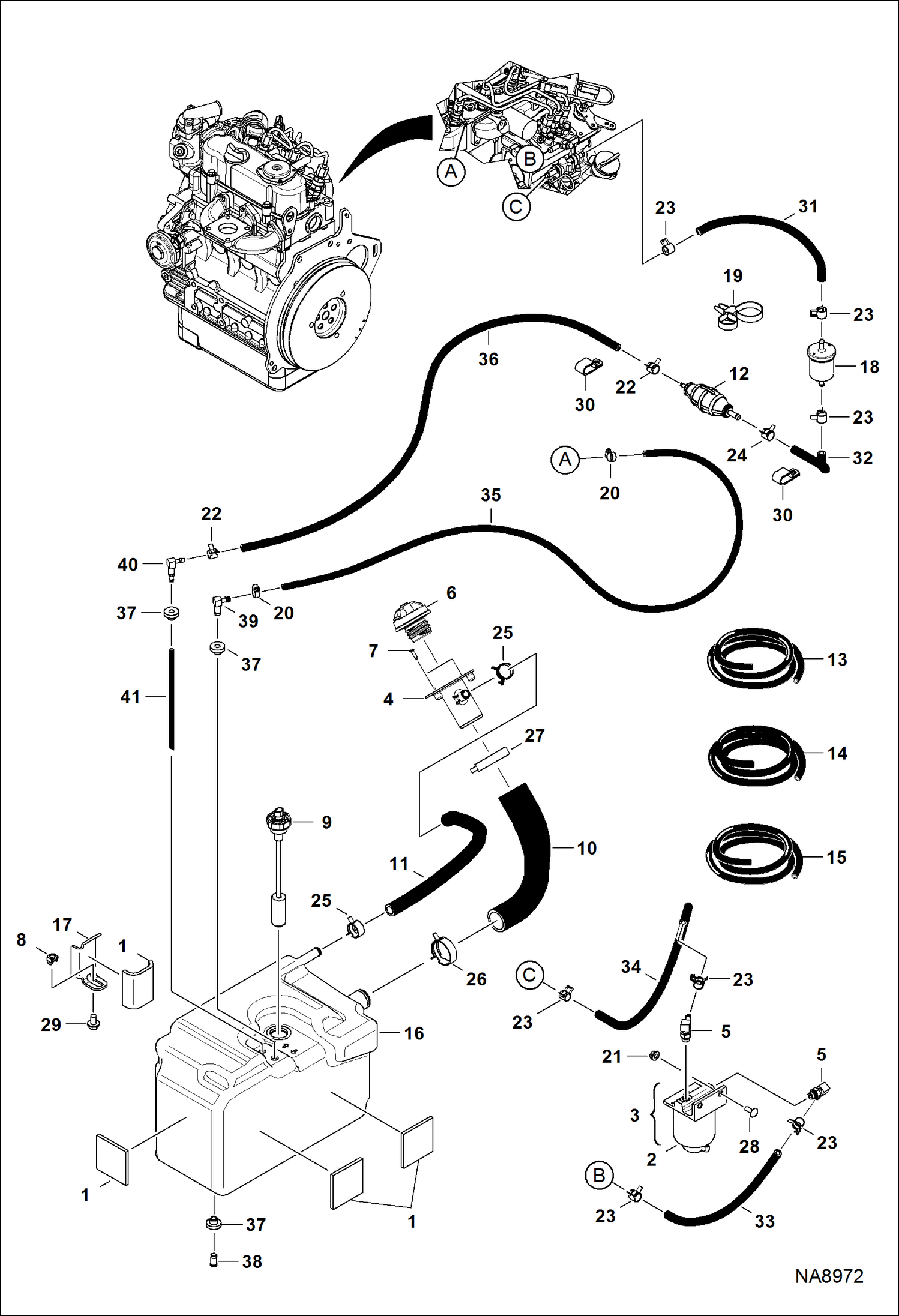 ДВИГАТЕЛЬ И КРЕПЕЖНЫЕ ДЕТАЛИ (СИСТЕМА ПОДАЧИ ТОПЛИВА)