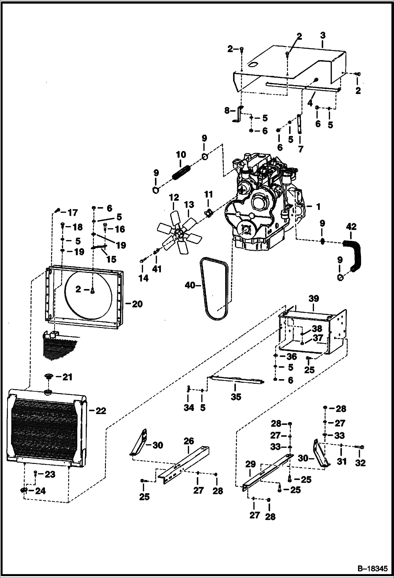 СИСТЕМА ОХЛАЖДЕНИЯ ДВИГАТЕЛЯ И КРЕПЕЖНЫЕ ДЕТАЛИ (ДИЗЕЛЬ)