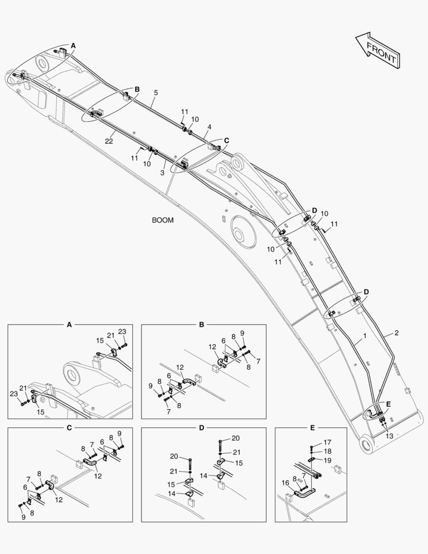 Схема 6800 BOOM PIPING - ROTATING(BOOM 7.1m)