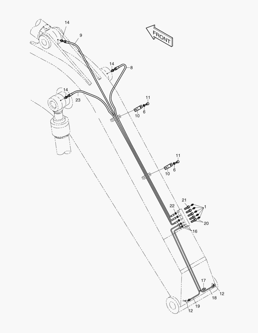 ПЕРЕДНИЙ ТРУБОПРОВОД СМАЗОЧНОЙ СИСТЕМЫ-СТРЕЛА4.6 м